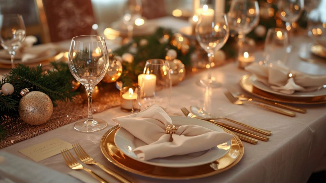 festive dinner stock image